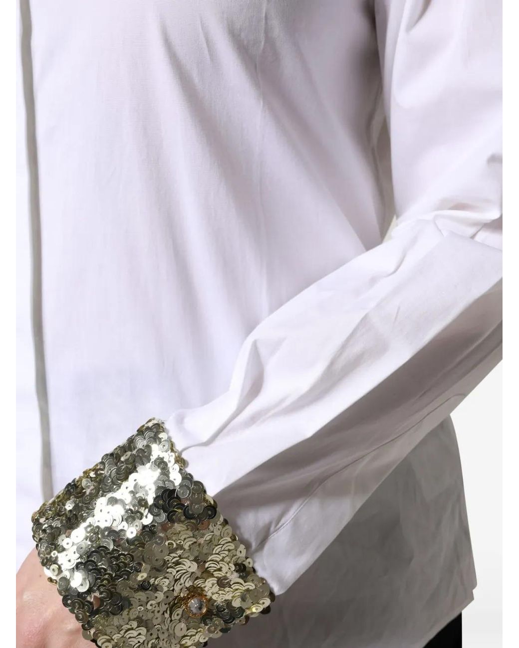 Dolce & Gabbana White Sequin-Embellished Shirt