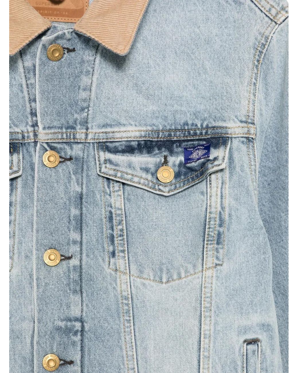 Superdry Blue Corduroy-Collar Jacket for men
