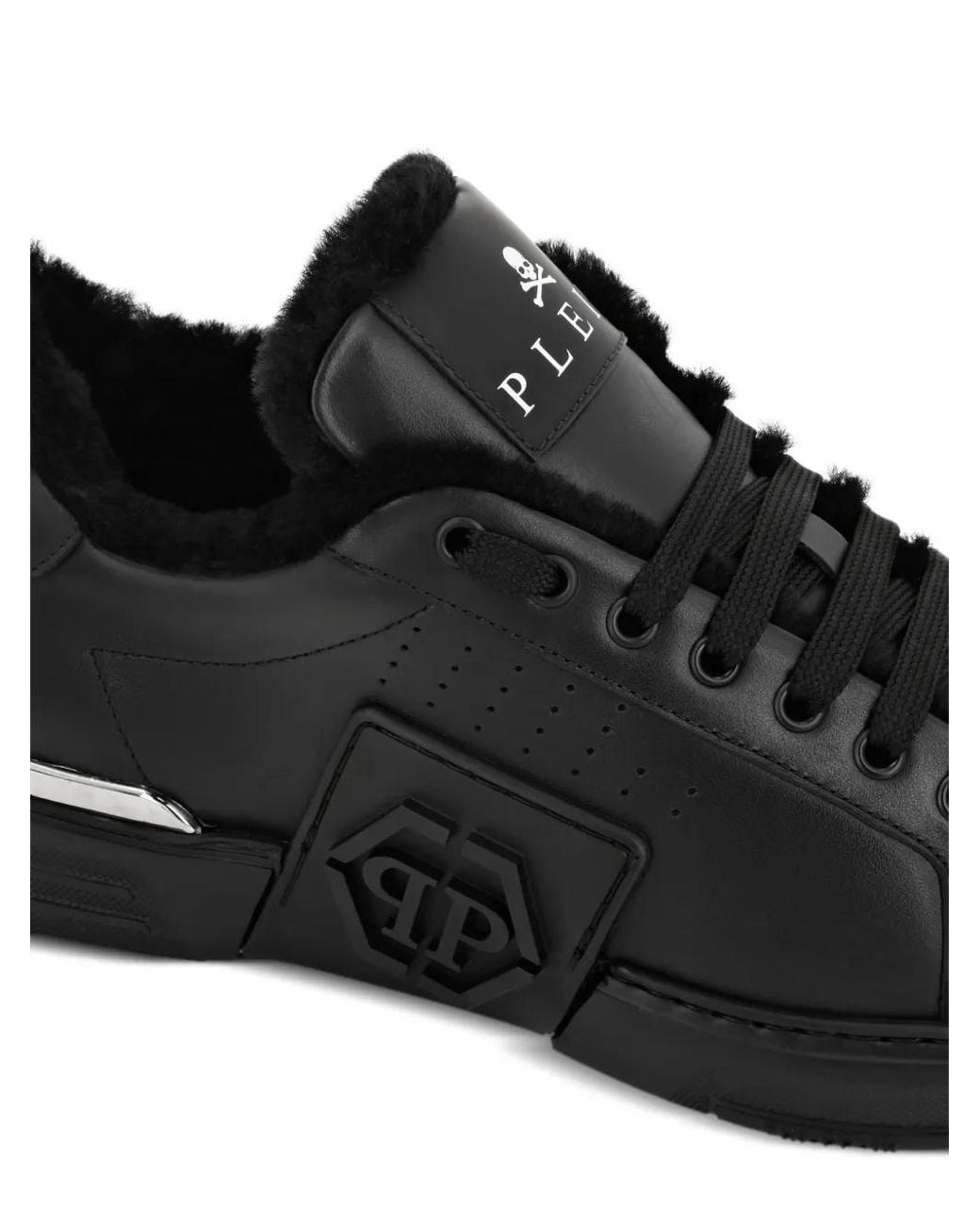 Philipp Plein Black Hexagon Lo-Top Sneakers