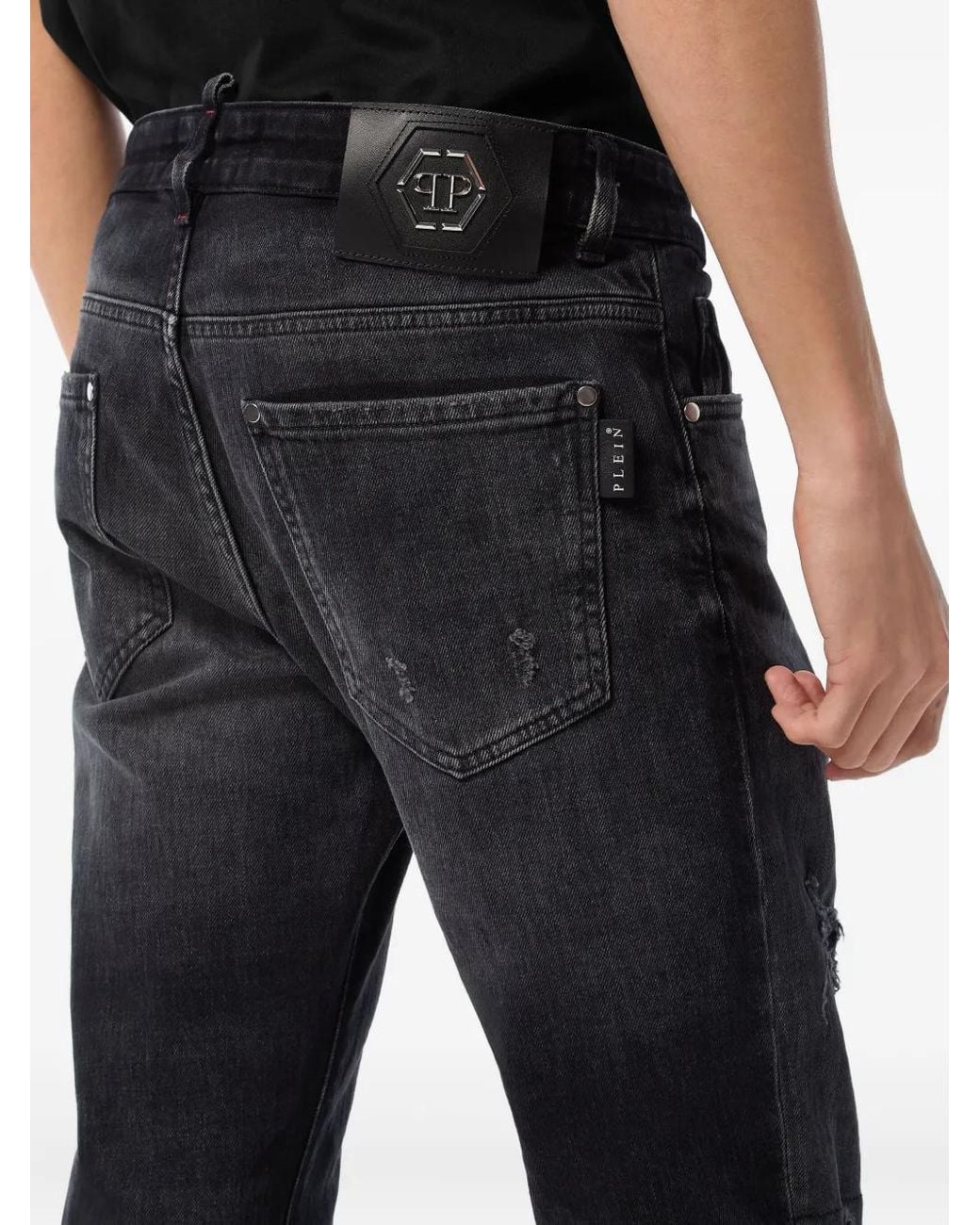 Philipp Plein Black 5-Pocket Super Straight Cut Jeans for men