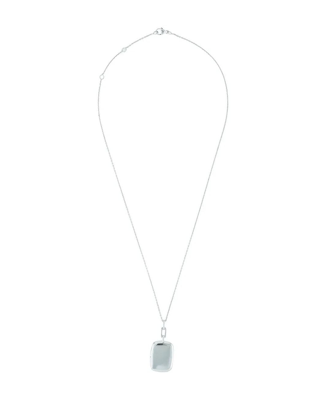 Monica Rich Kosann White Slim Dee Rectangle Locket Necklace