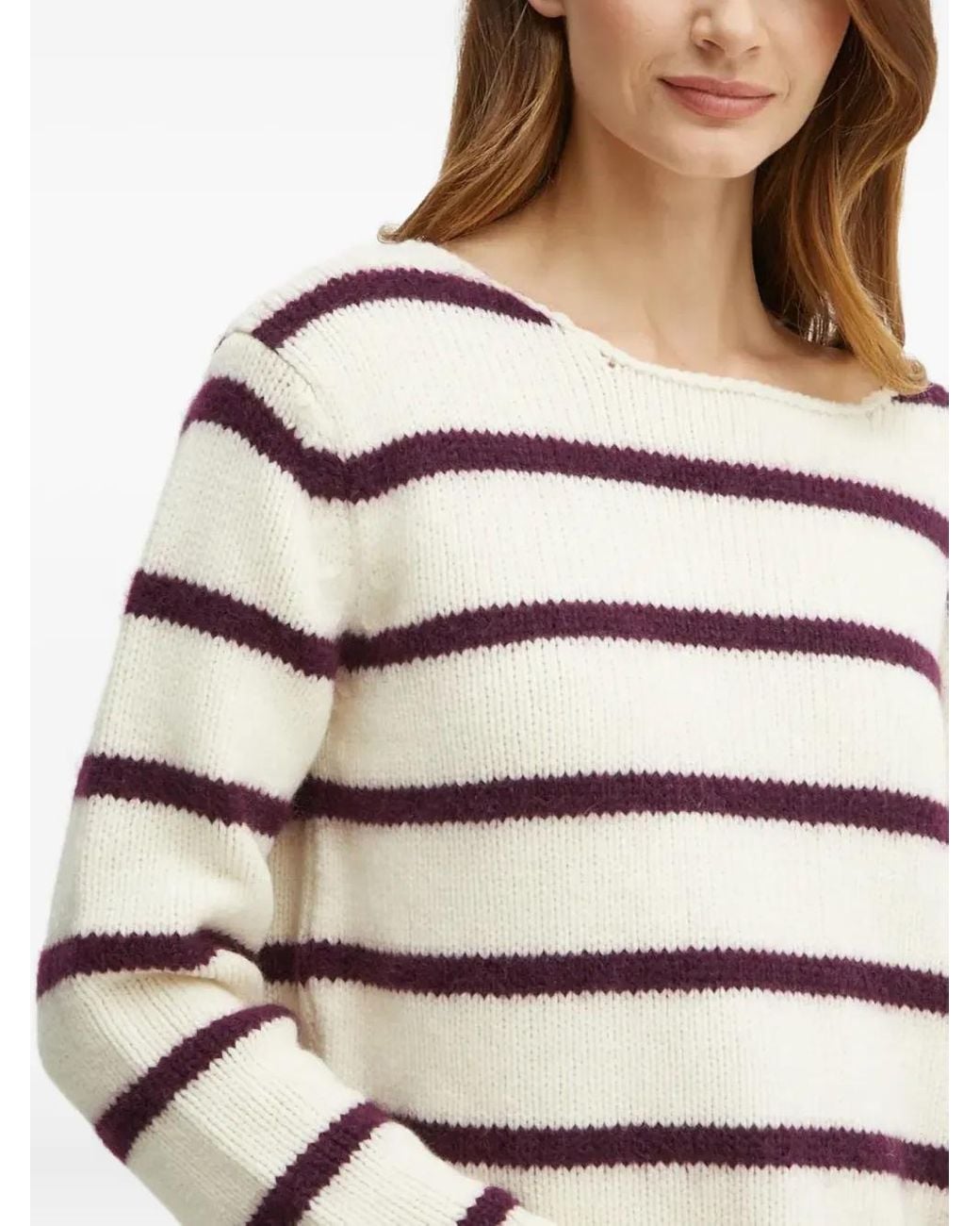 Forte_forte Red Striped Boat-Neck Sweater