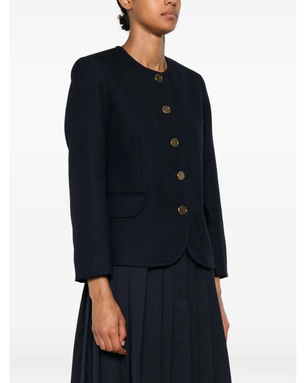 Sandro Blue Button-Front Jacket