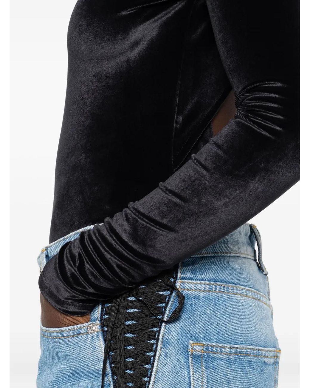 Mugler Fluwelen Bodysuit in het Black