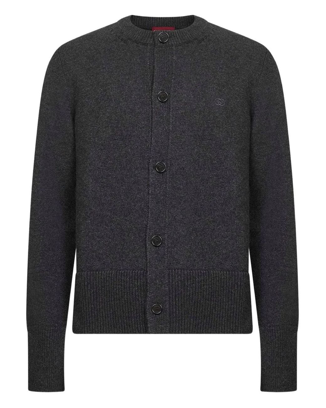 Gucci Black Button Interlocking Logo Embroidery Cardigan for men