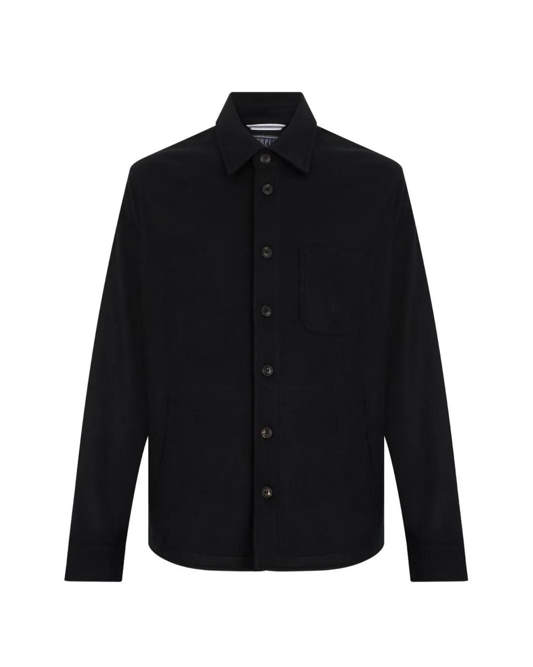 Fedeli Black Long-Sleeve Cashmere Shirt for men