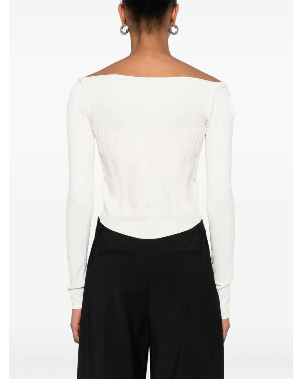 Mugler White Boning-Detail Sweater