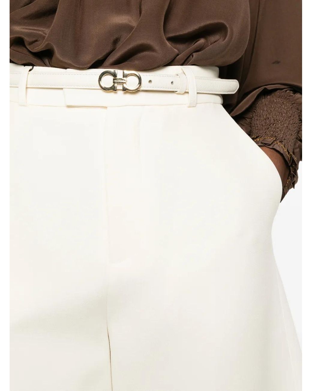 R2W White Belt Tailored Shorts