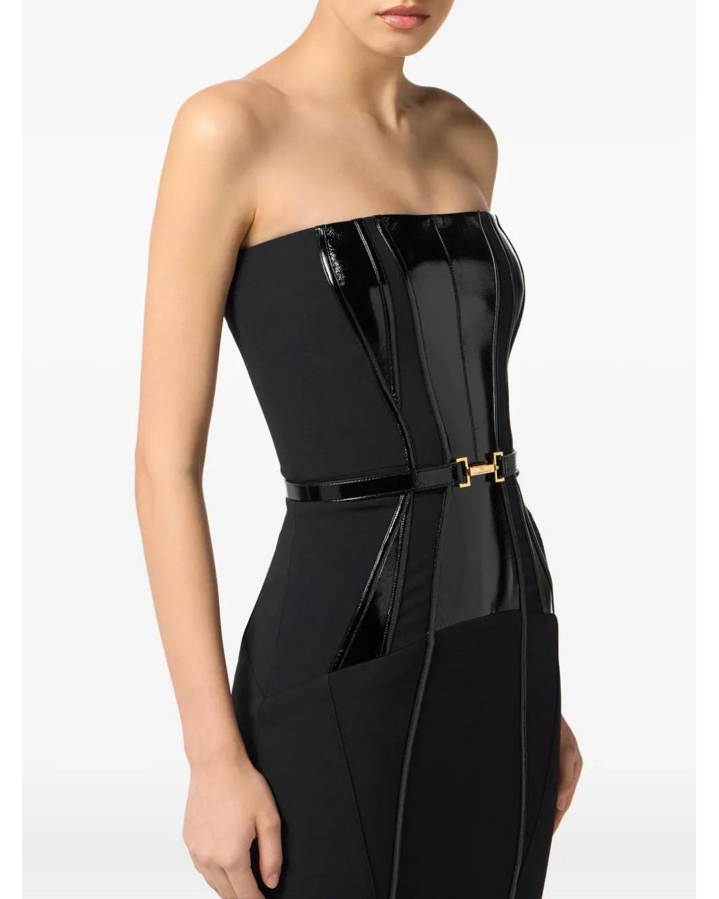 Elisabetta Franchi Black Belted Corset Dress