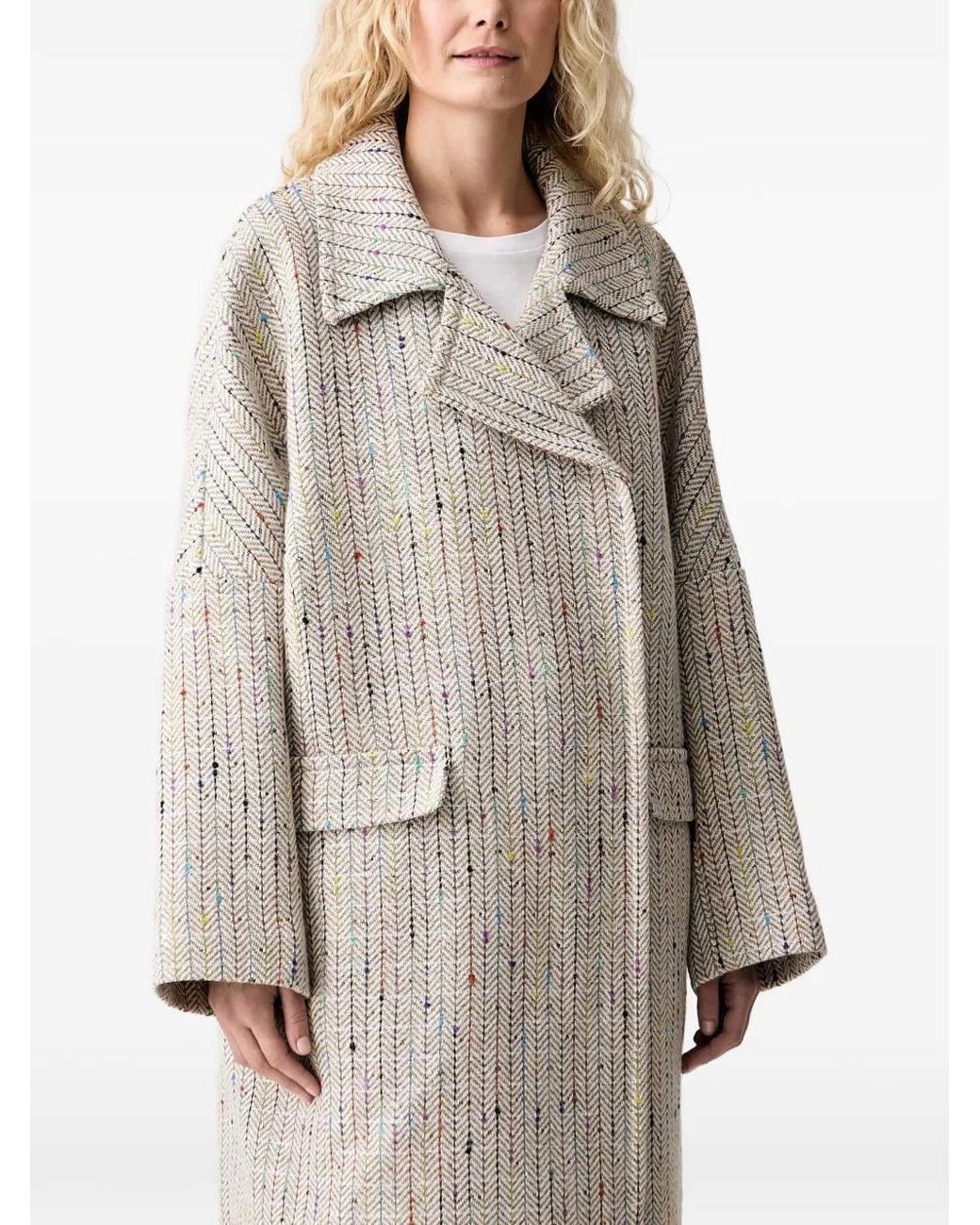 Munthe White Vindaloo Herringbone Tweed Coat