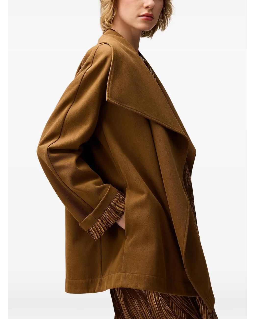 RETORI Brown Shawl-Collar Printed-Lining Jacket