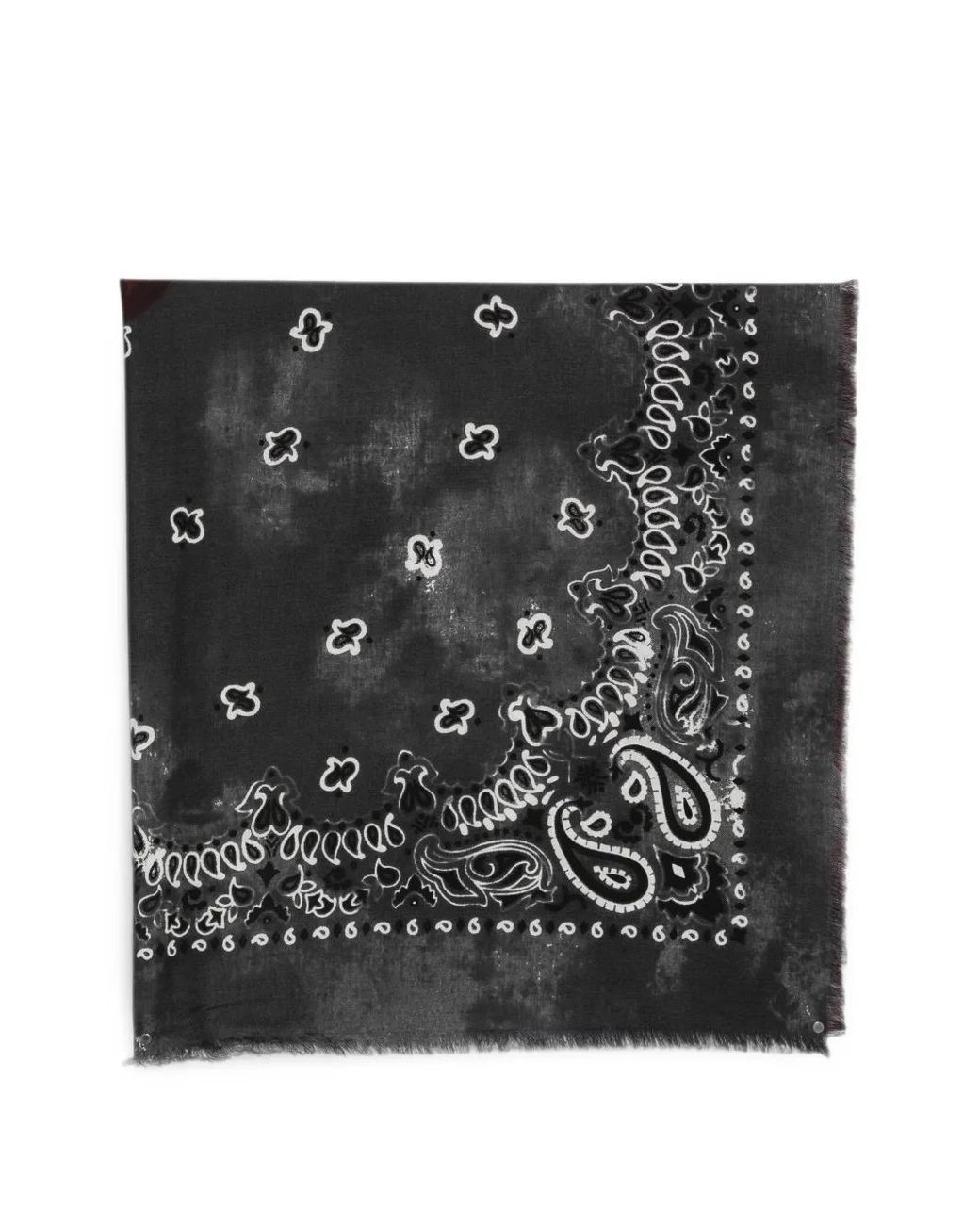 Destin Black Paisley-Print Frayed Scarf