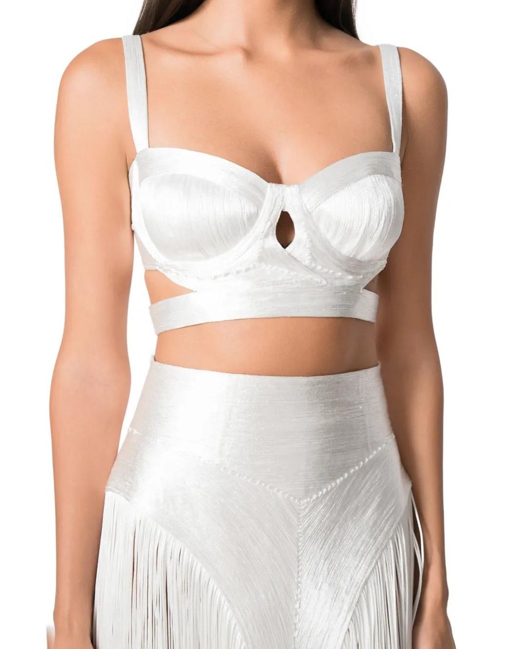 NORINA ST White Nuria Fringe-Detail Skirt And Top Set