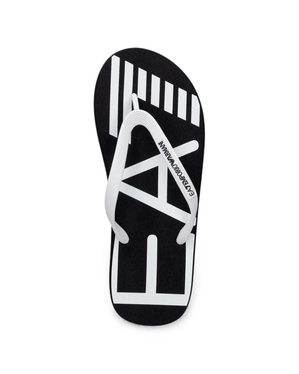 EA7 White Logo-Print Flip-Flops