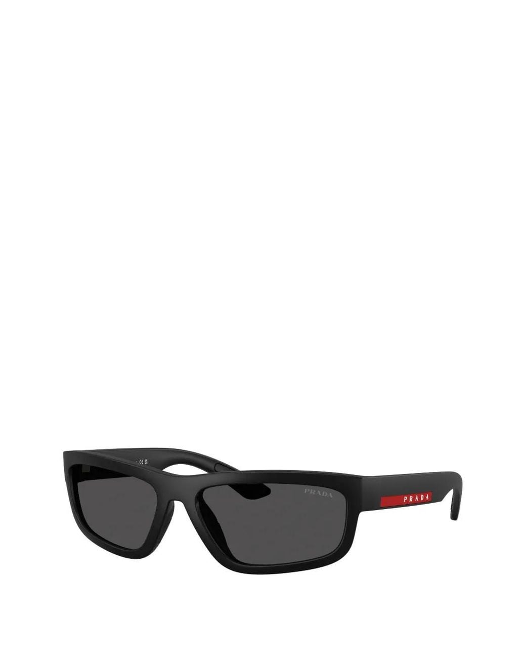 Prada Linea Rossa Black Rectangle-Frame Sunglasses for men