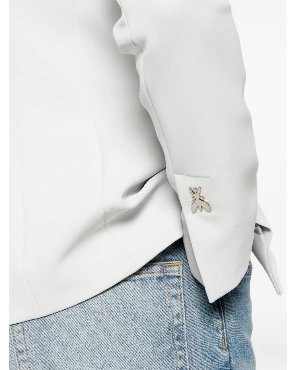 Patrizia Pepe White Single-Breasted Pocket Jacket