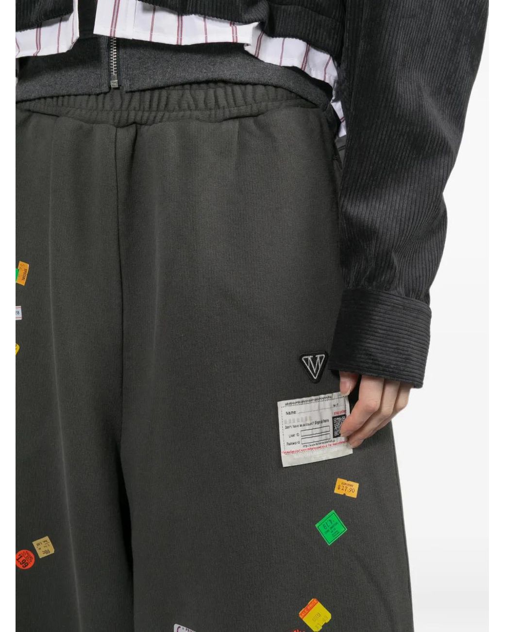 Maison Mihara Yasuhiro Gray Price-Tag Sticker Printed Wide Sweatpants