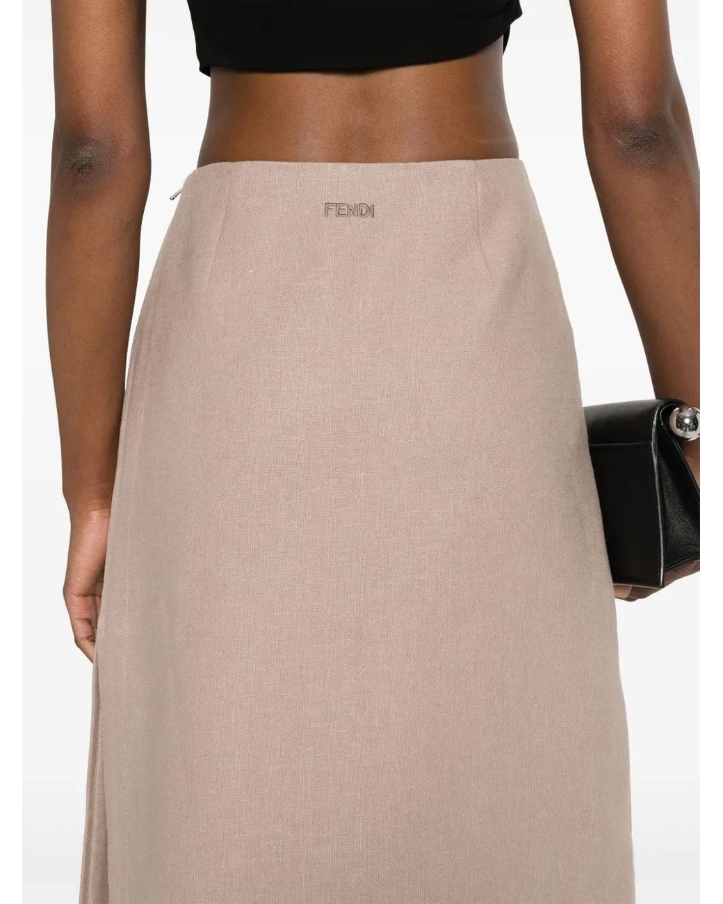 Fendi Linnen Midi-Rok in het Natural