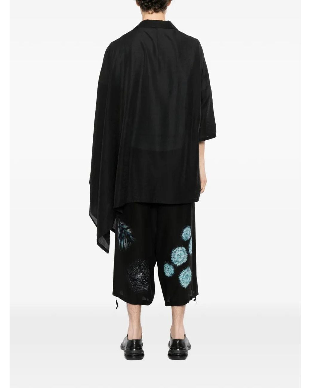 Yohji Yamamoto Black Asymmetric Lawn Cape Shirt for men