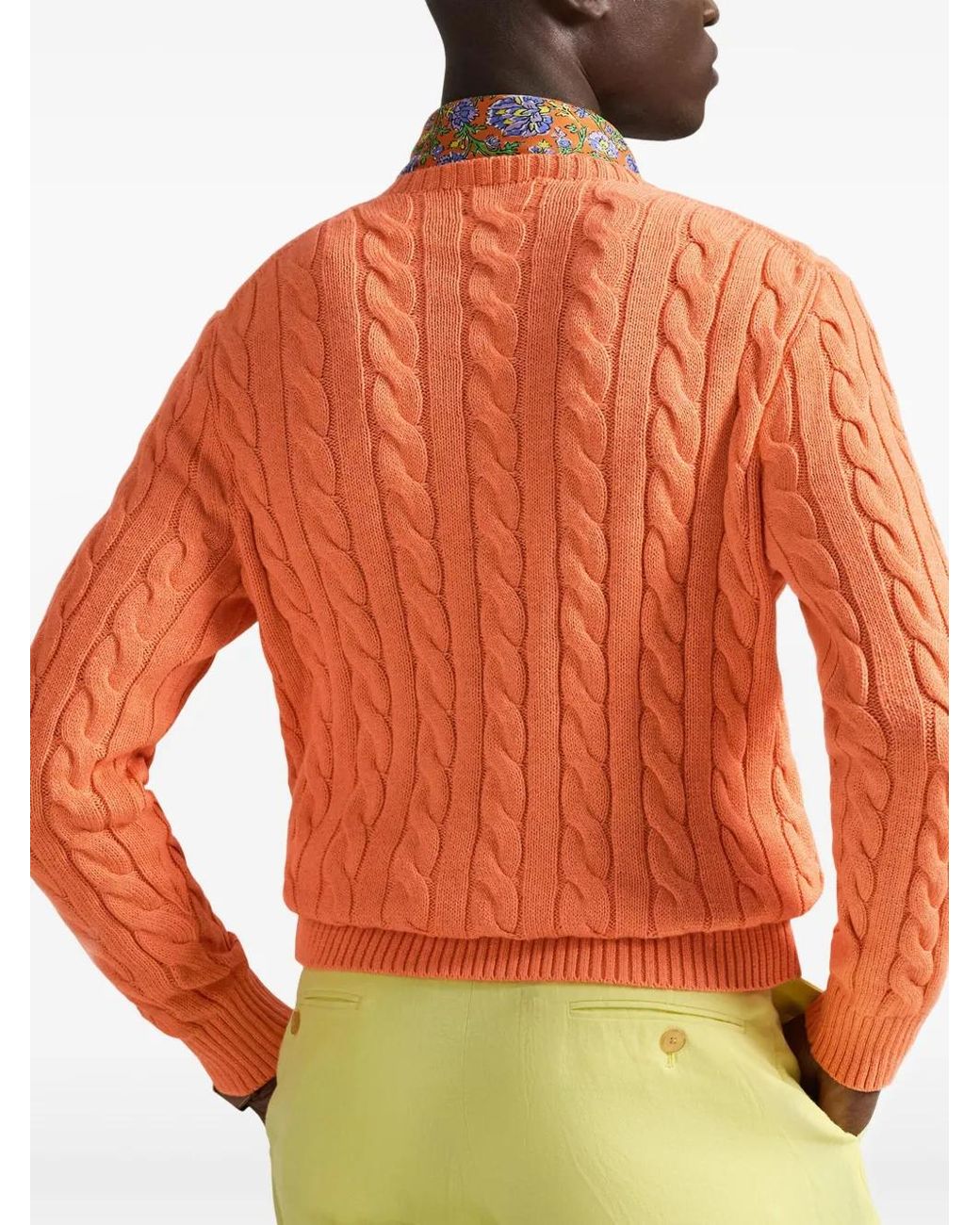 Polo Ralph Lauren Orange Cable-Knit Long-Sleeves Sweater for men