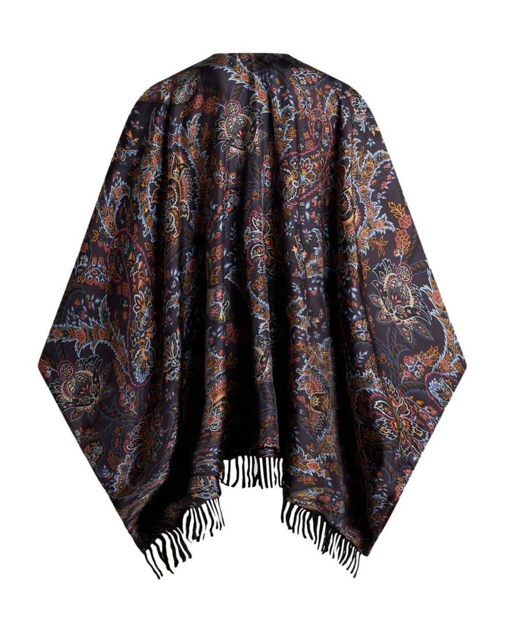 Etro Black Paisley Print Cape