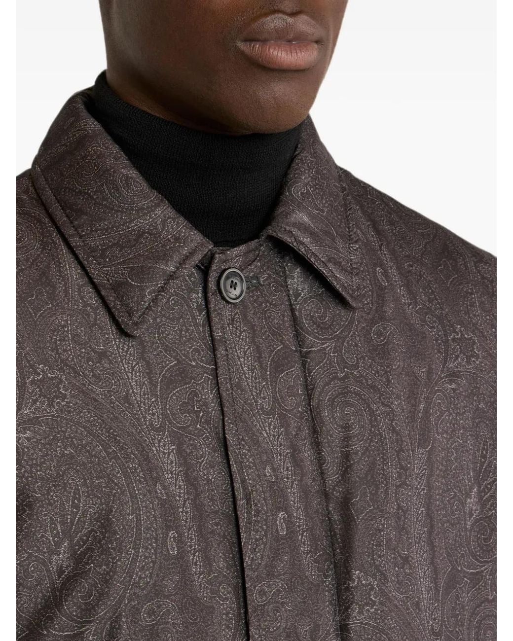 Etro Gray Padded Raincoat With Arnica Motif for men