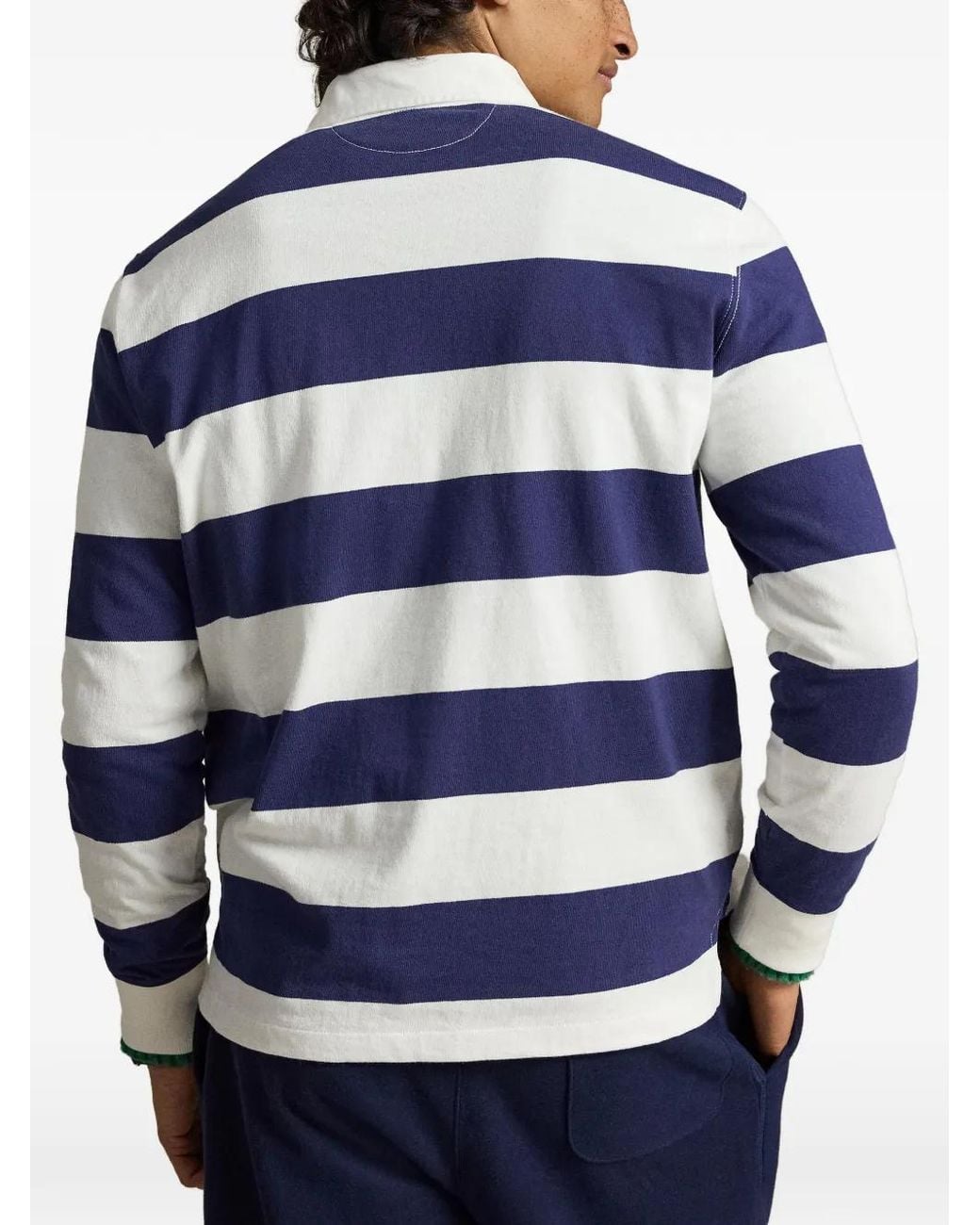 Polo Ralph Lauren Blue Rugby Striped Polo Shirt for men