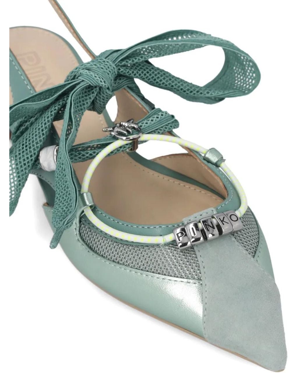 Pinko Green Slingback Ballerinas With Ties