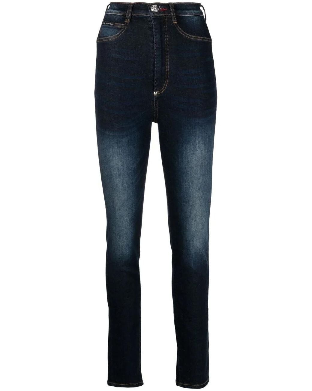 Philipp Plein Blue Stonewashed High-Waisted Jeggings