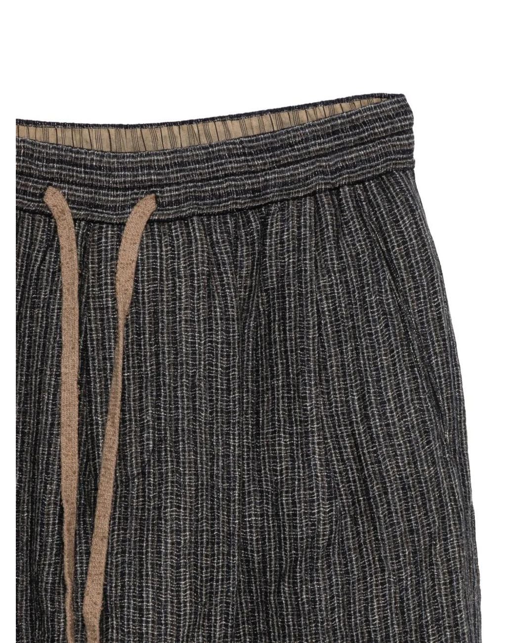 Ziggy Chen Gray Drawstring Striped Trousers for men
