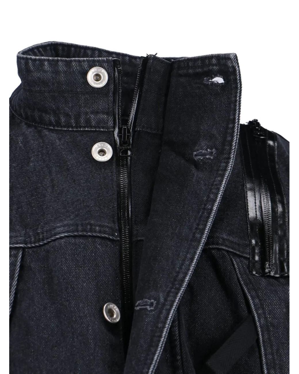 Sacai Black Zip Denim Jacket for men