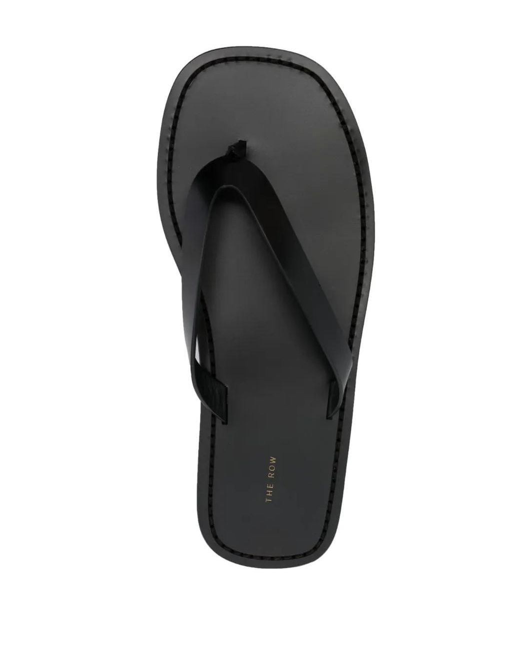 The Row Black City Leather Flip-Flops