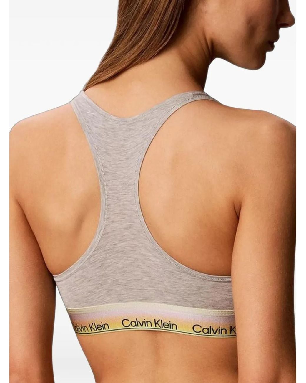 Calvin Klein Brown Logo-Tape Racerback Bra