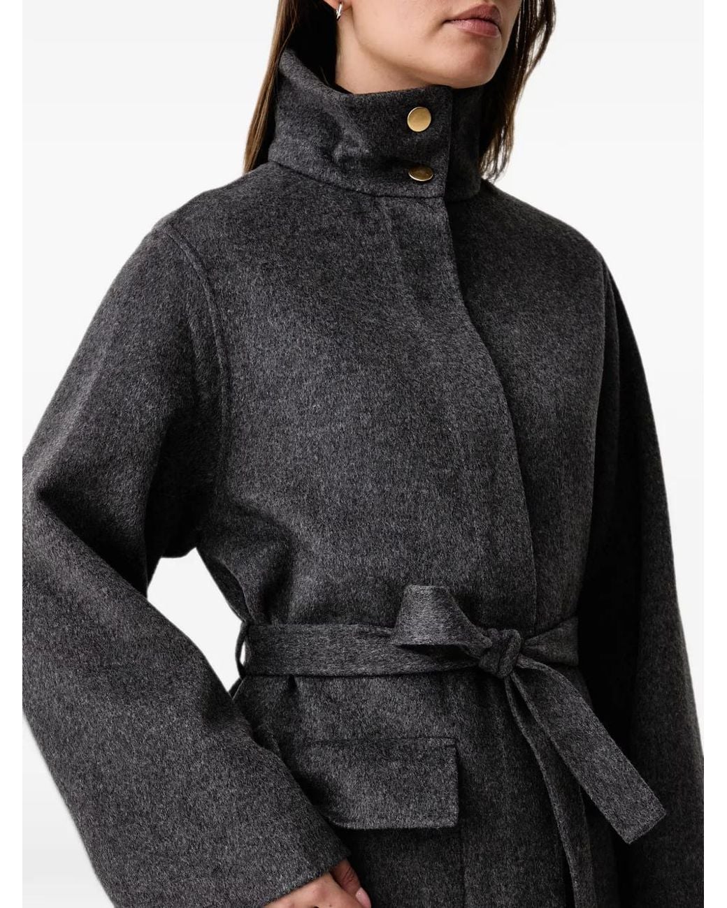 Kaos Black Belted Button-Front Coat