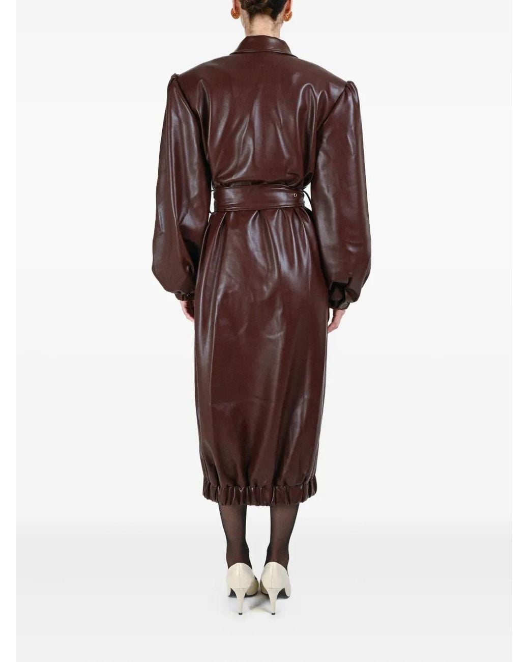 ROWEN ROSE Brown Buttoned-Up Belted Coat