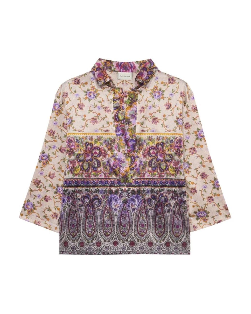 Pierre Louis Mascia Natural Floral-Print Blouse