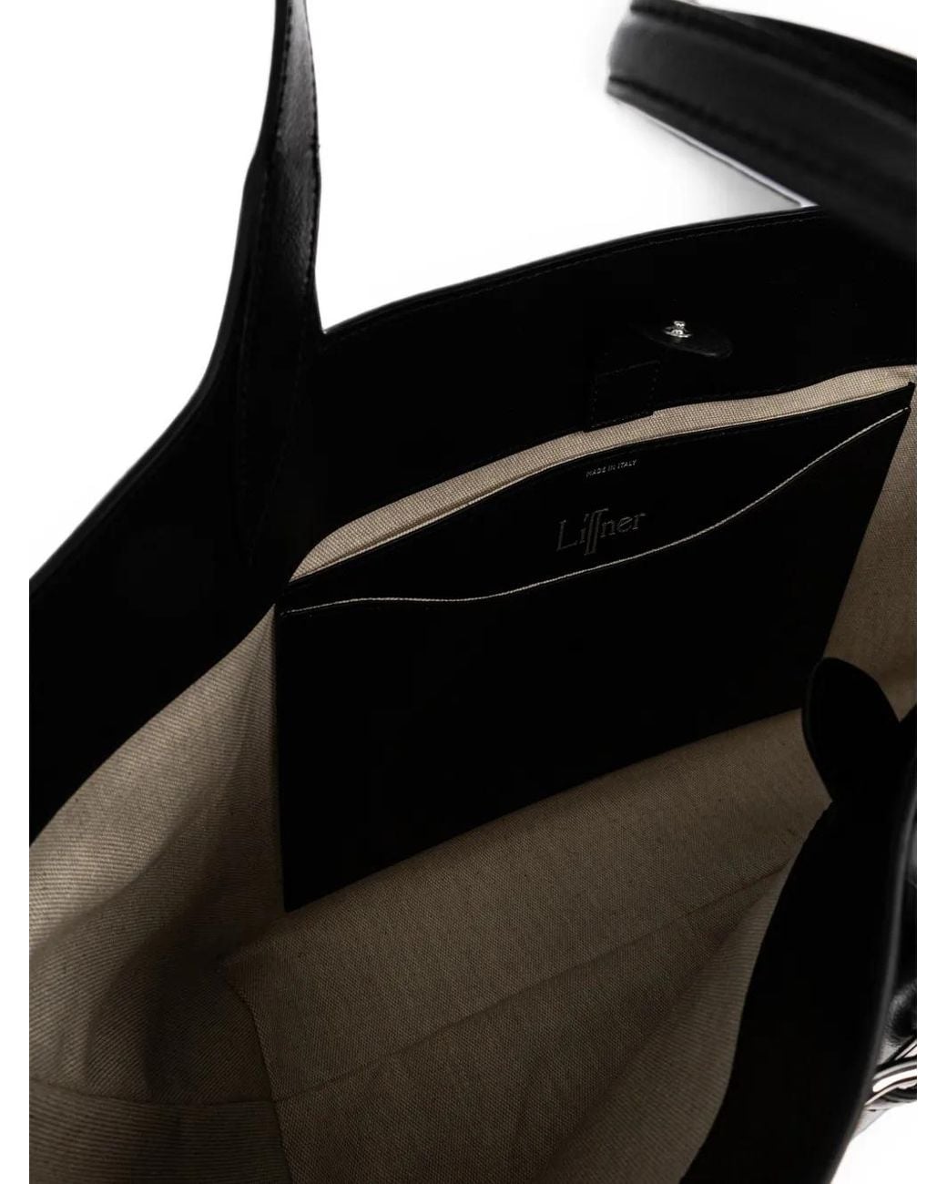 Liffner Black Buckle-Detail Leather Tote Bag