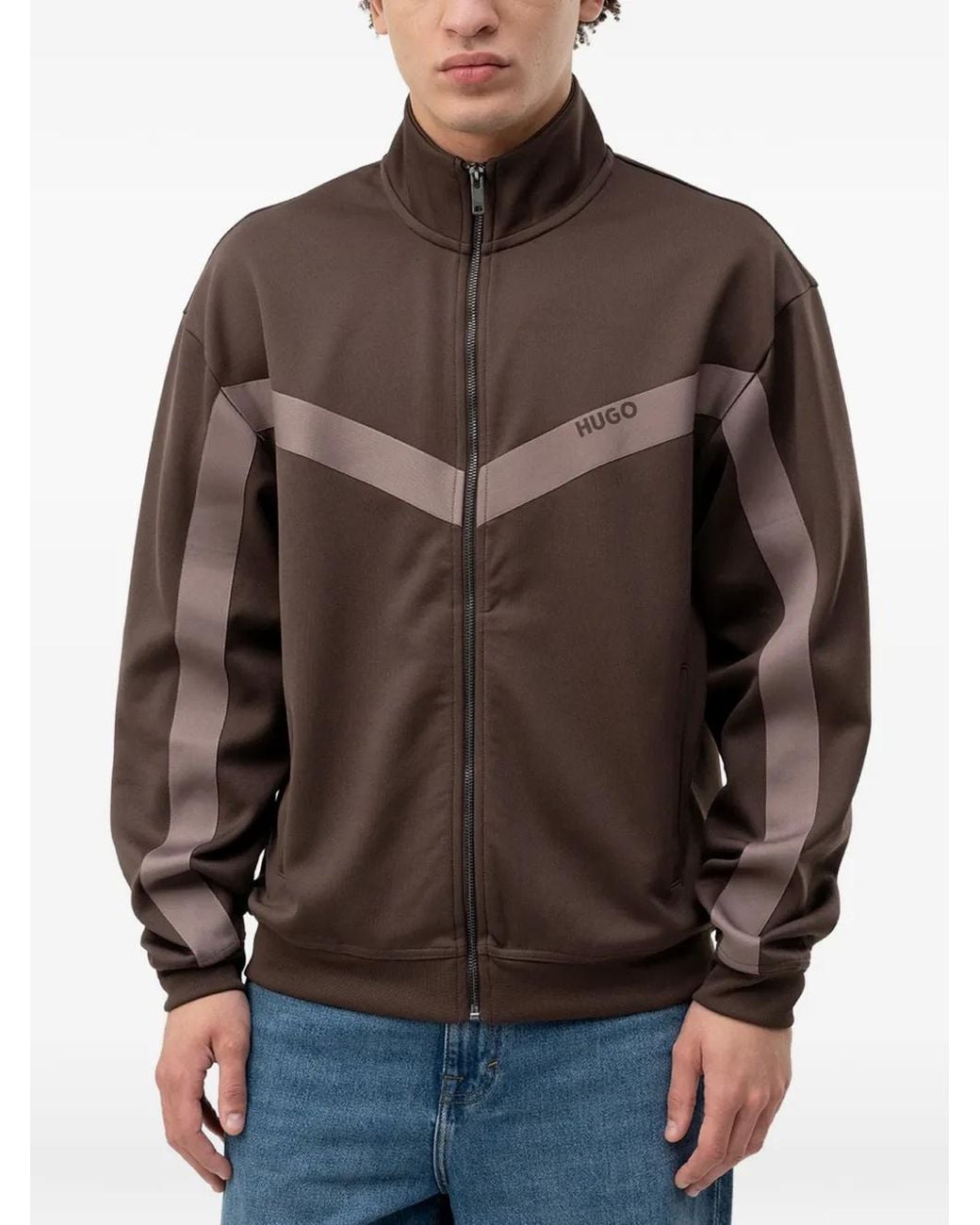 HUGO Brown Zip-Up Sweatshirt for men
