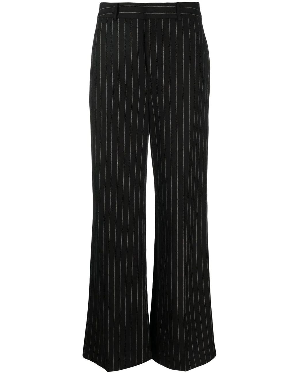 Ralph Lauren Black Kaitlen Pinstriped Wide-Leg Trousers