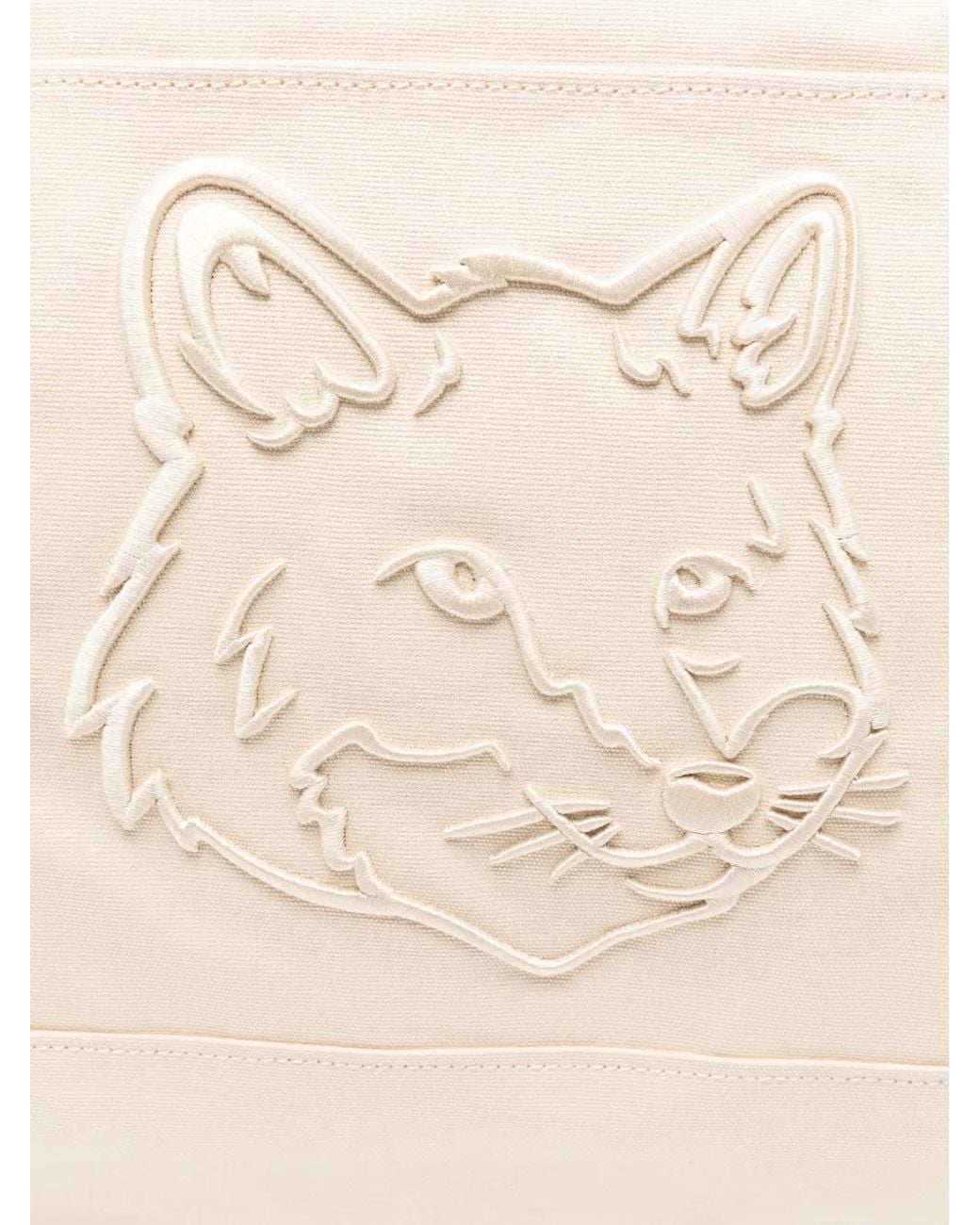 Maison Kitsuné Natural Fox Head Xl Canvas Tote