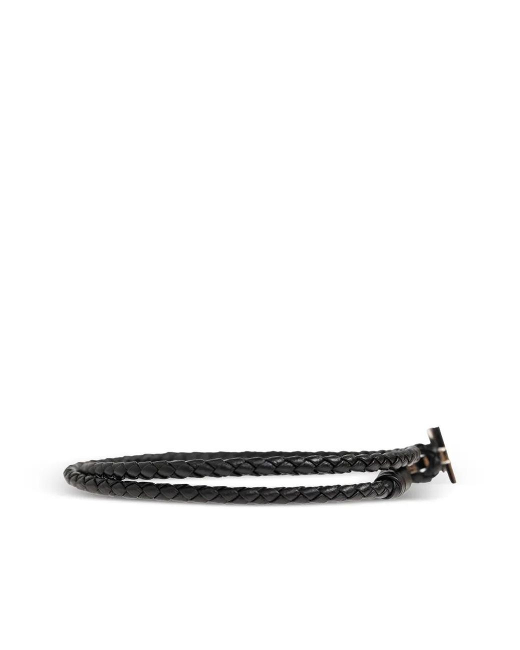 Tom Ford White Braided Leather T Bracelet for men