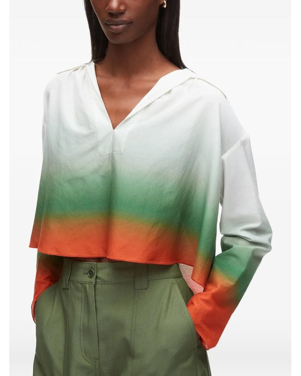 3.1 Phillip Lim Green Ombré Long-Sleeves Blouse