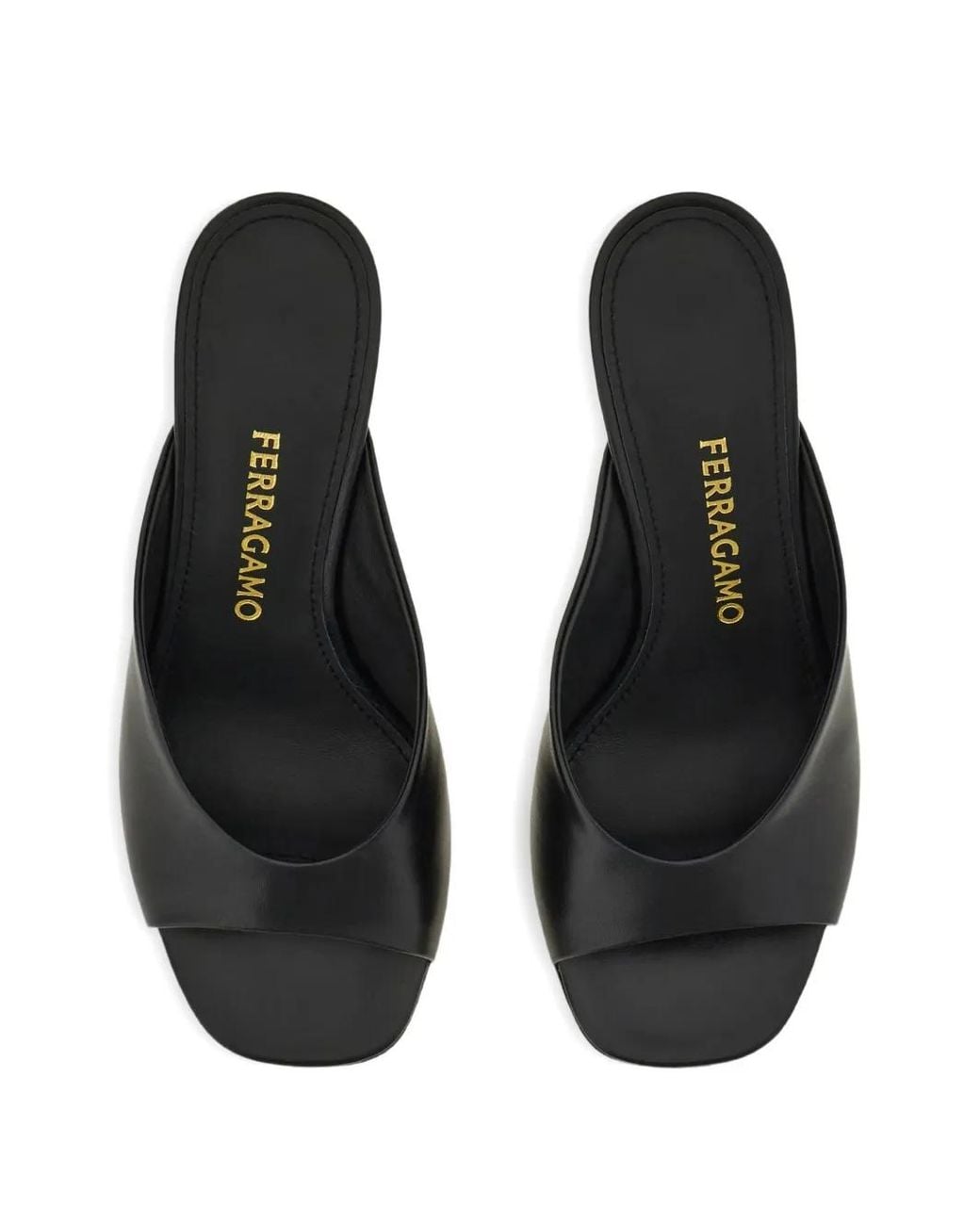 Ferragamo Black S-Shaped Heel Slide