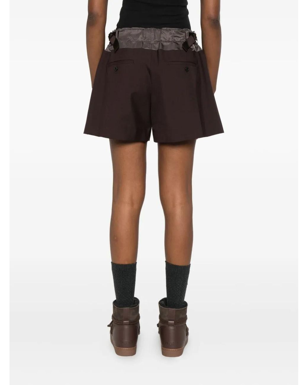 Sacai Brown Panelled Tailored Shorts