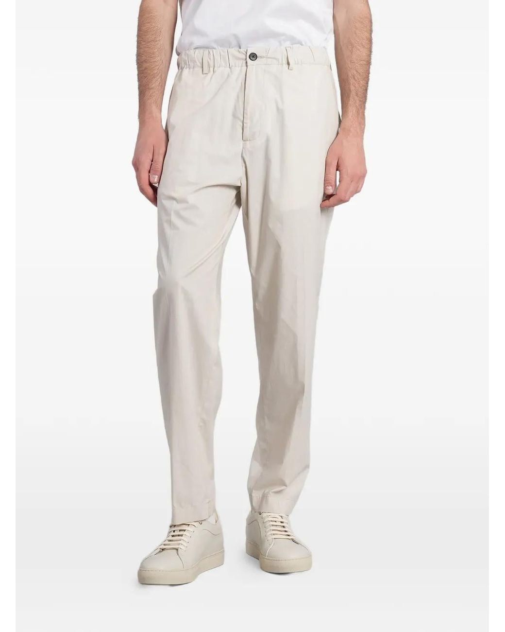 Low Brand White Drawstring-Waist Tapered Trousers for men
