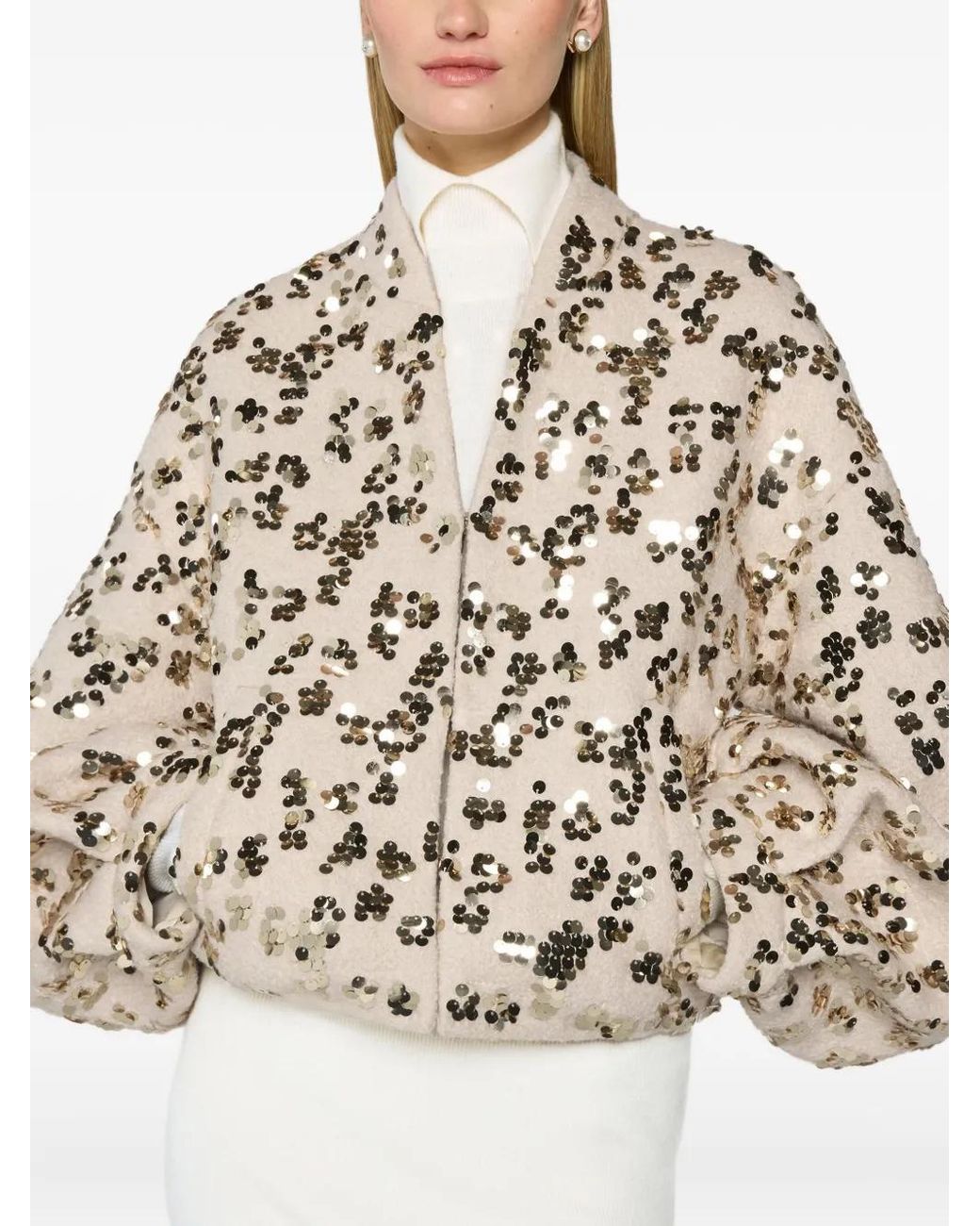 Chaqueta Con Lentejuelas Genny de color Natural