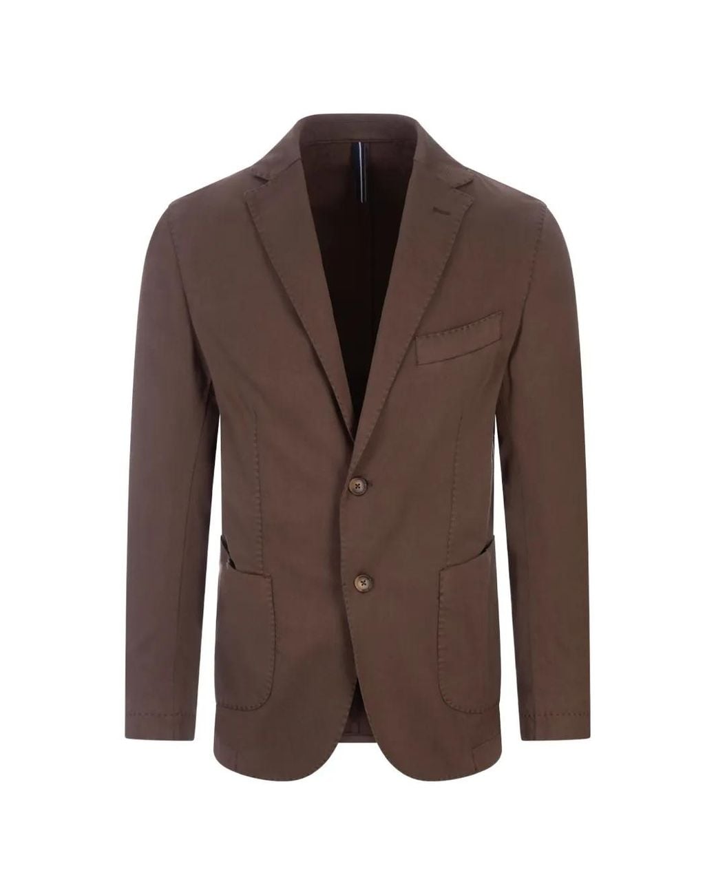 RUSSO CAPRI Brown Buttoned Cotton Blazer for men