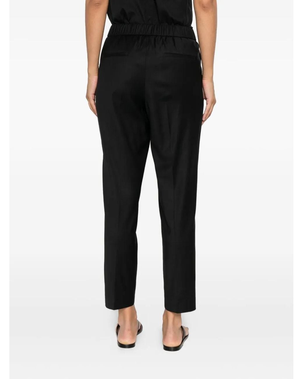 Peserico Black Elastic-Waist Trousers