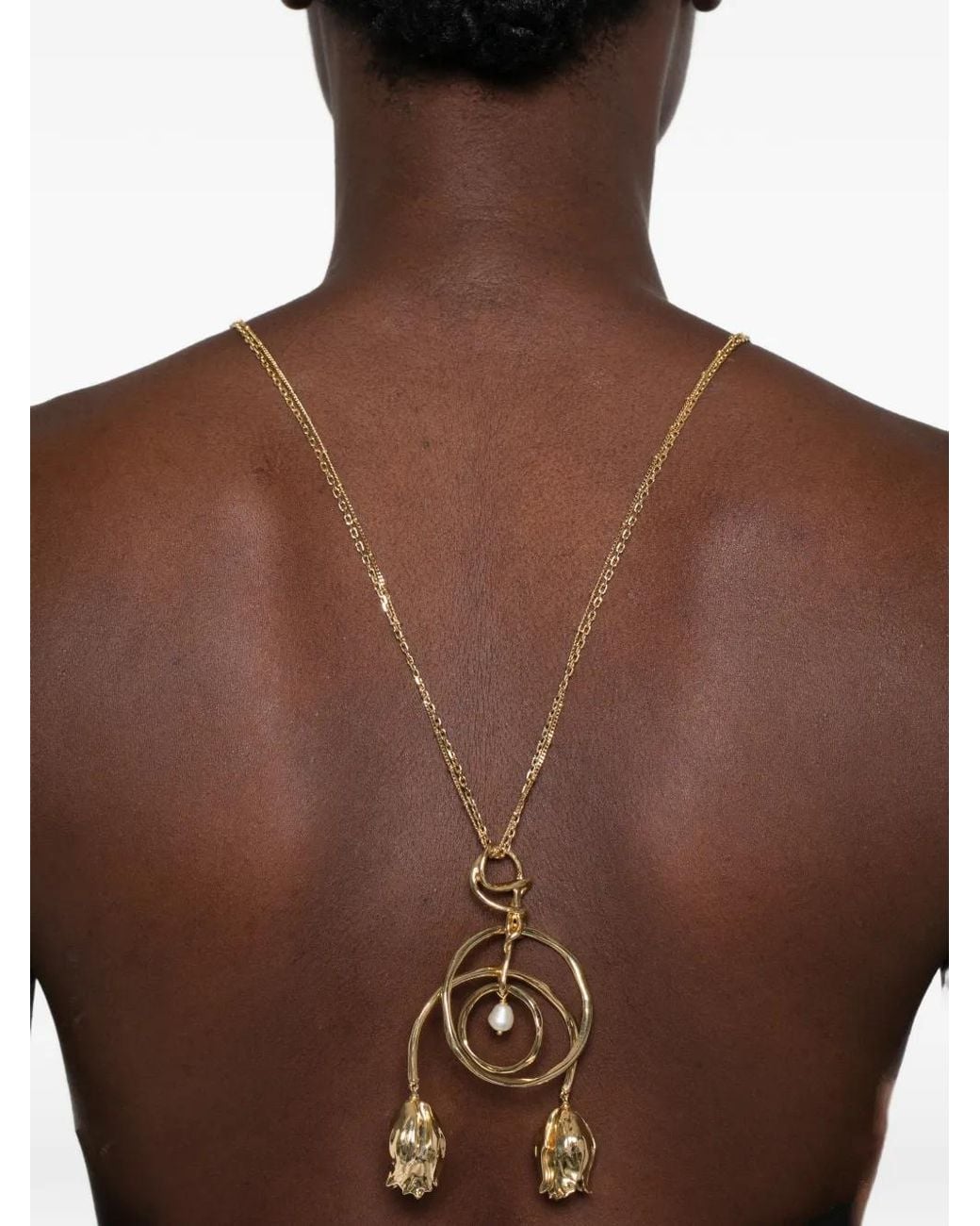 Chloé White Tulip Pearl-Embellished Necklace