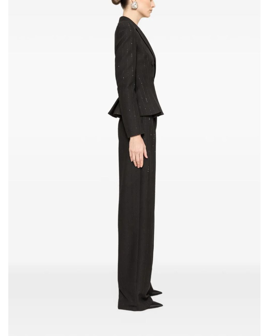 Nissa Blue Double-Breasted Pinstripe Jacket